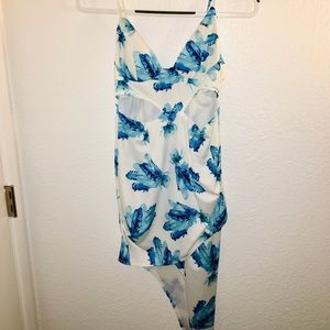 White & Blue Cutout Dress